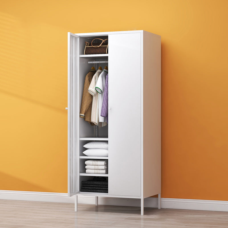 Steel Contemporary Wardrobe Armoire With Legs Hinged Storage Cabinet