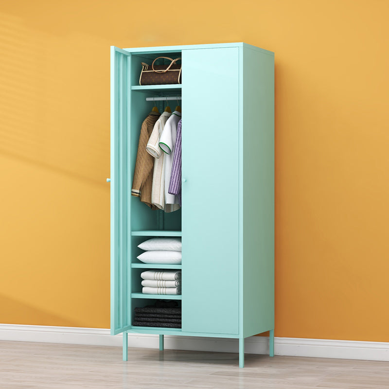 Steel Contemporary Wardrobe Armoire With Legs Hinged Storage Cabinet