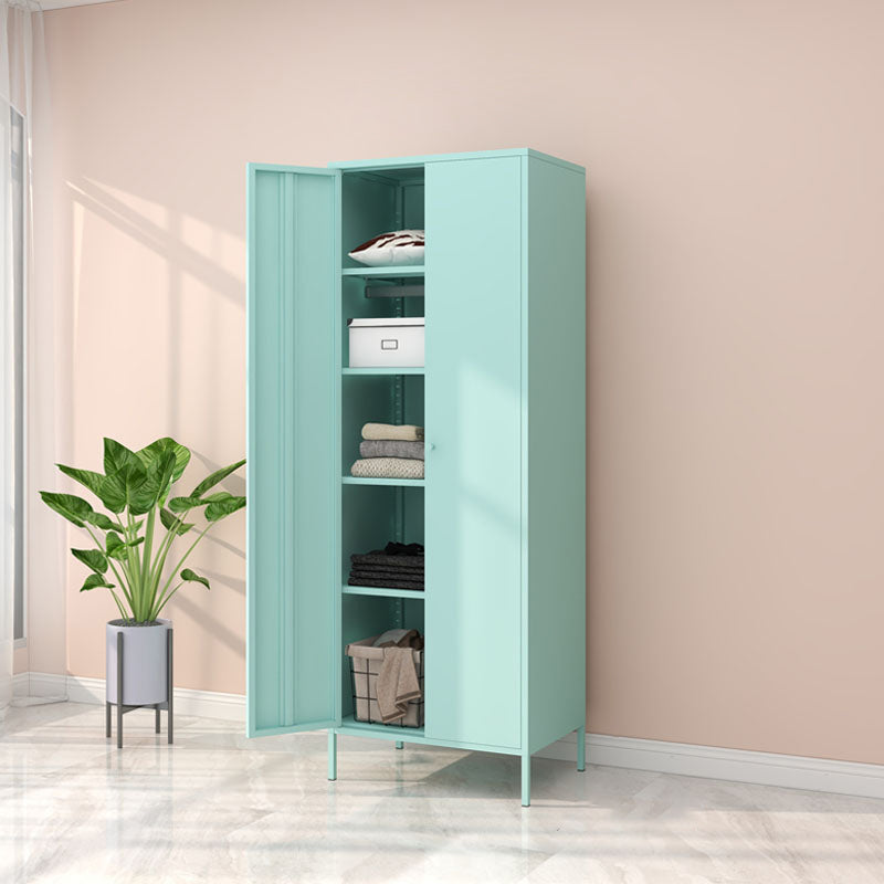 Steel Contemporary Wardrobe Armoire With Legs Hinged Storage Cabinet
