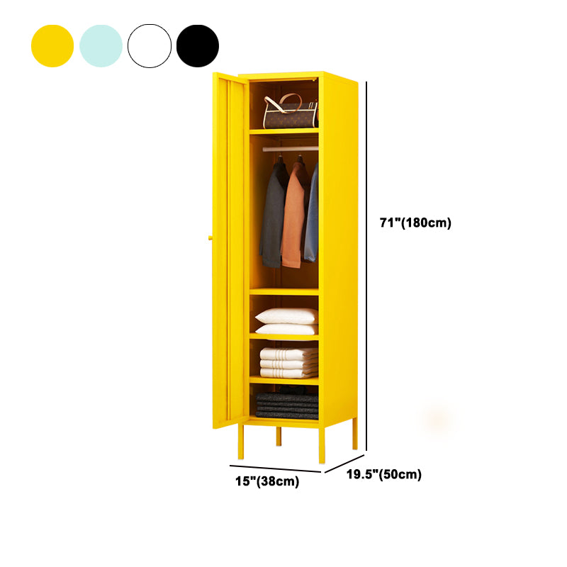 Steel Contemporary Wardrobe Armoire With Legs Hinged Storage Cabinet