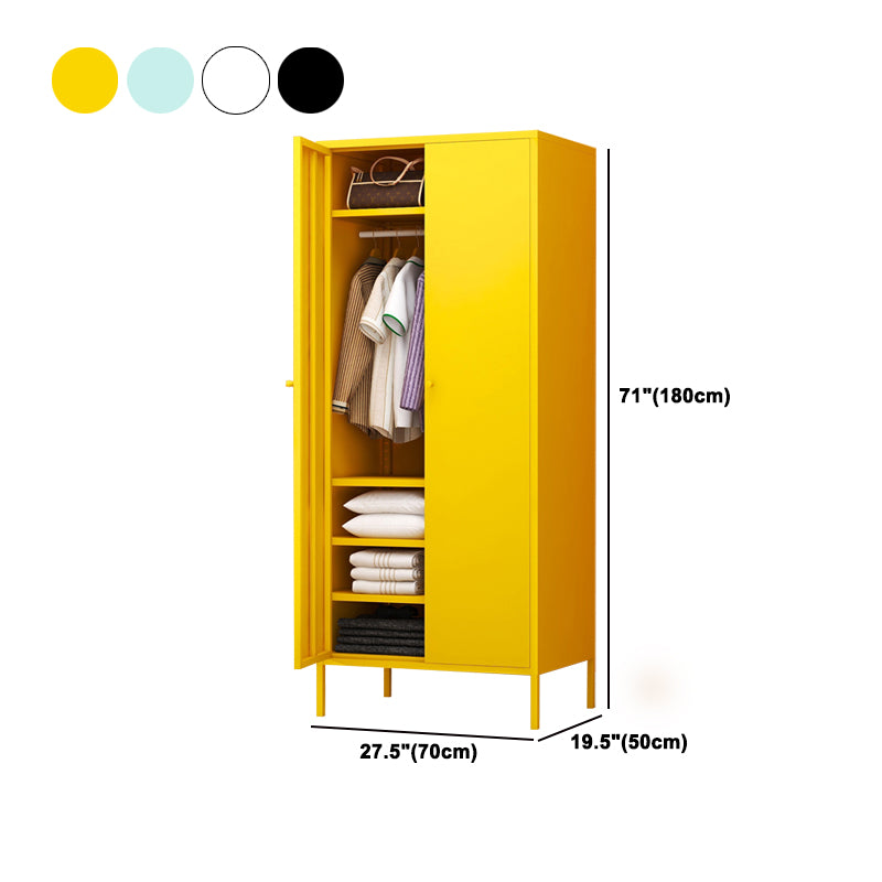 Steel Contemporary Wardrobe Armoire With Legs Hinged Storage Cabinet