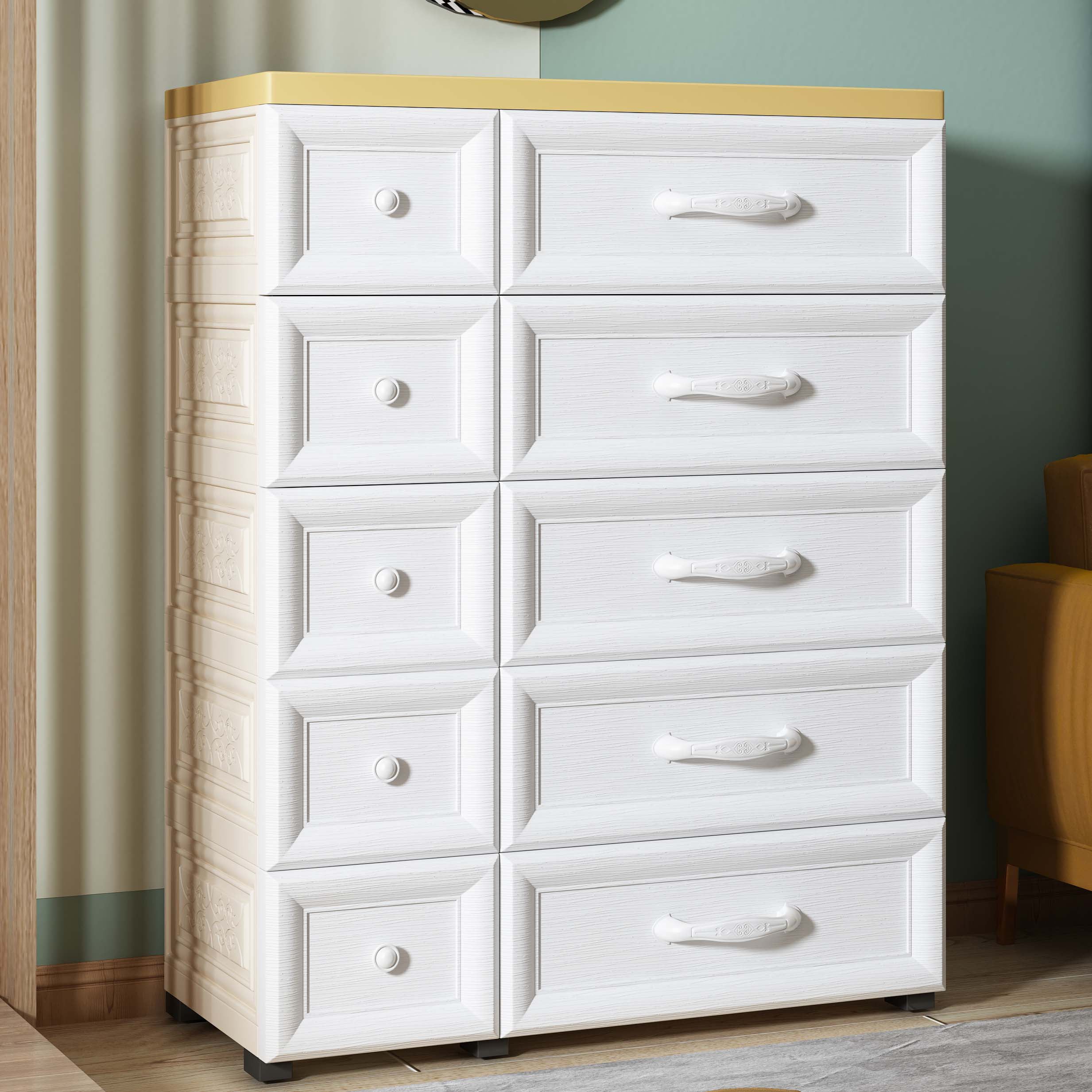Plastic Storage Cabinet With Drawer Modern Wardrobe Armoire for Home