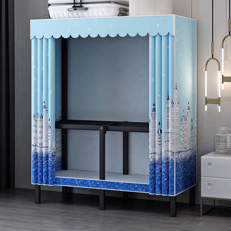 Contemporary Style Folding Wardrobe Armoire Steel Frame Wardrobe Cabinet for Home