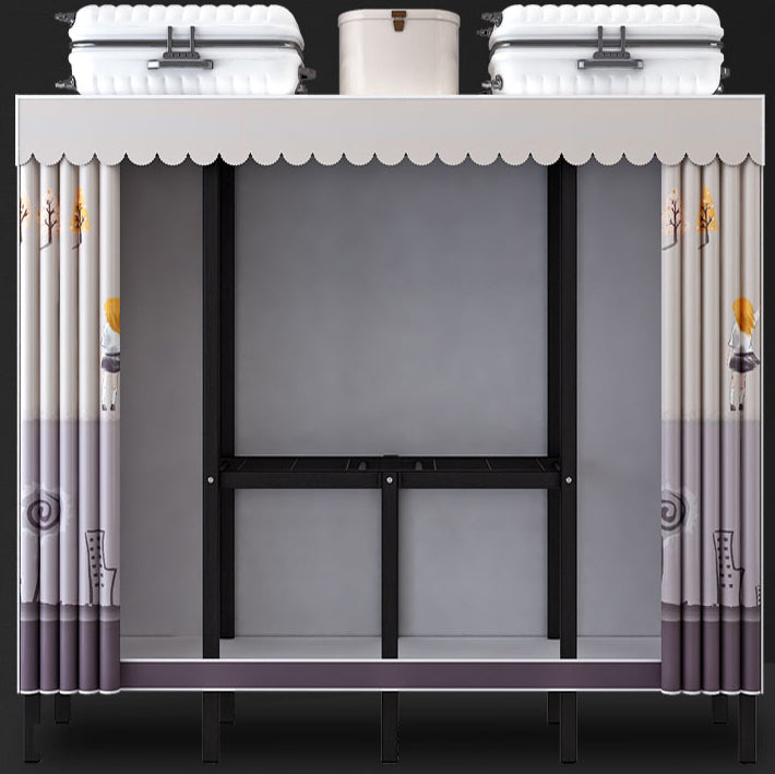 Contemporary Style Folding Wardrobe Armoire Steel Frame Wardrobe Cabinet for Home