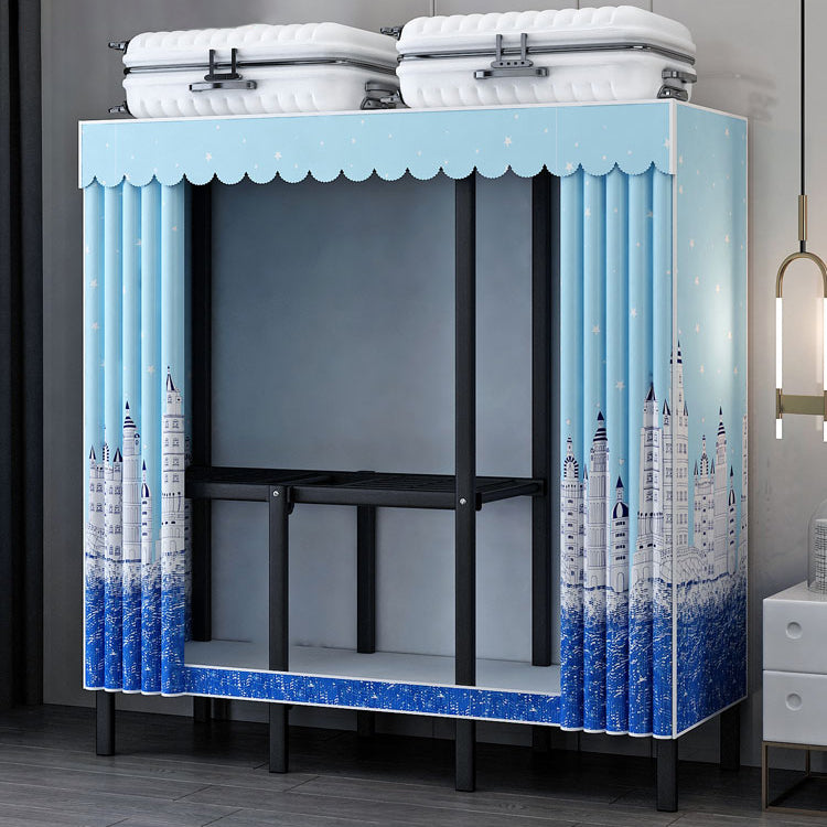 Contemporary Style Folding Wardrobe Armoire Steel Frame Wardrobe Cabinet for Home