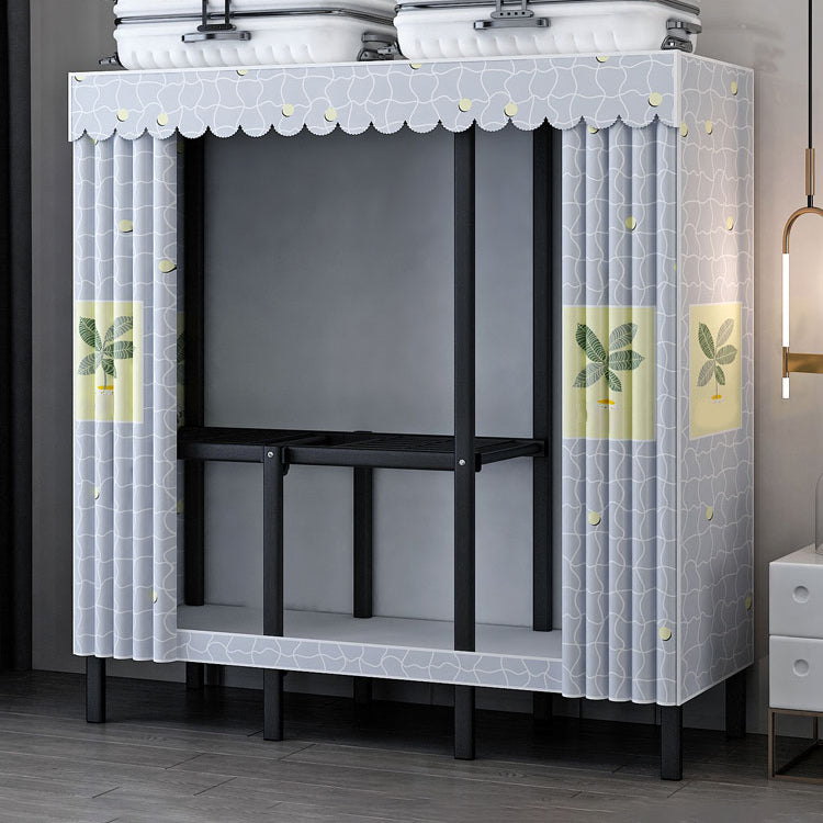 Contemporary Style Folding Wardrobe Armoire Steel Frame Wardrobe Cabinet for Home