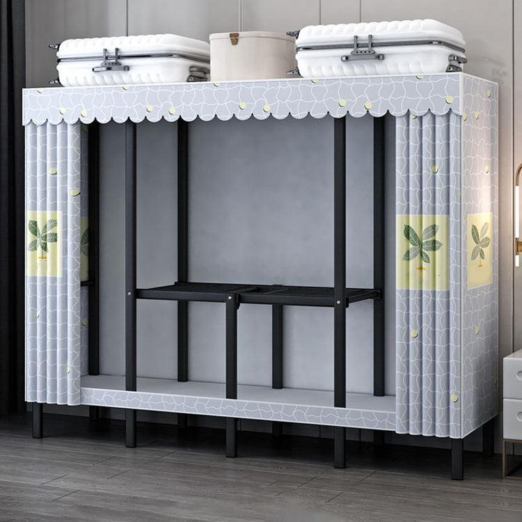 Contemporary Style Folding Wardrobe Armoire Steel Frame Wardrobe Cabinet for Home