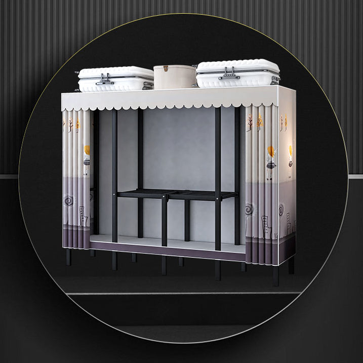 Contemporary Style Folding Wardrobe Armoire Steel Frame Wardrobe Cabinet for Home