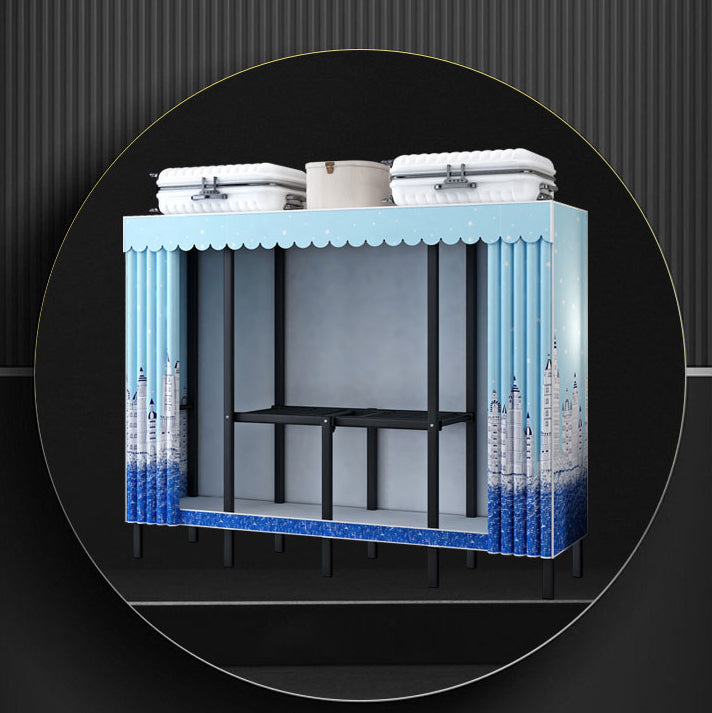 Contemporary Style Folding Wardrobe Armoire Steel Frame Wardrobe Cabinet for Home