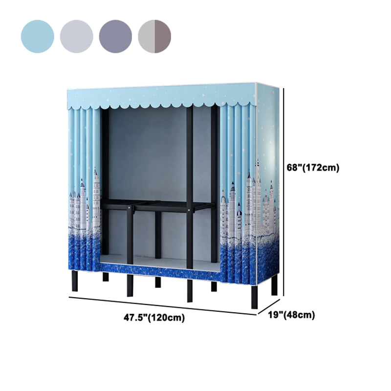 Contemporary Style Folding Wardrobe Armoire Steel Frame Wardrobe Cabinet for Home