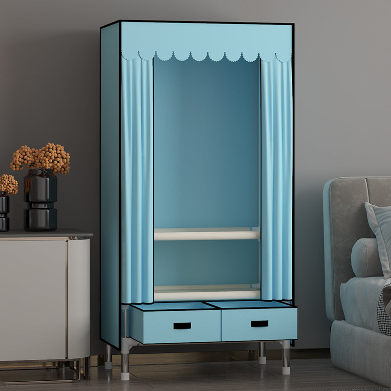 Metal Frame Wardrobe Armoire Contemporary Style Wardrobe Cabinet with Drawers