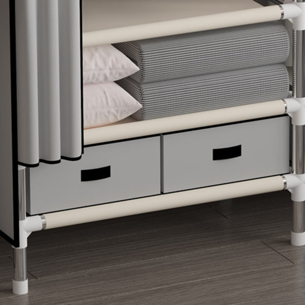 Metal Frame Wardrobe Armoire Contemporary Style Wardrobe Cabinet with Drawers
