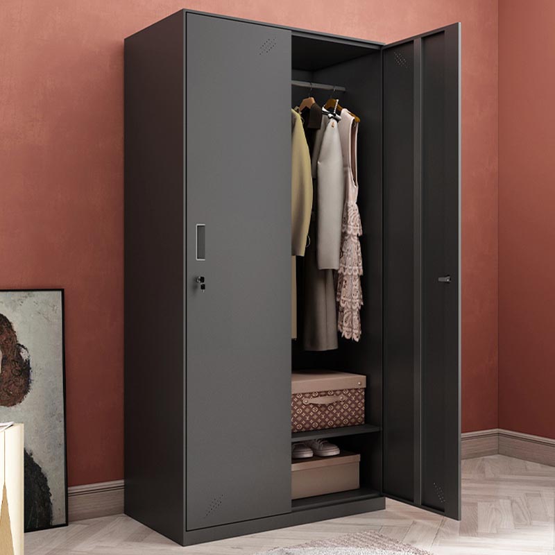 Steel Black Storage Cabinet with Hinged Door Contemporary Indoor Cabinet