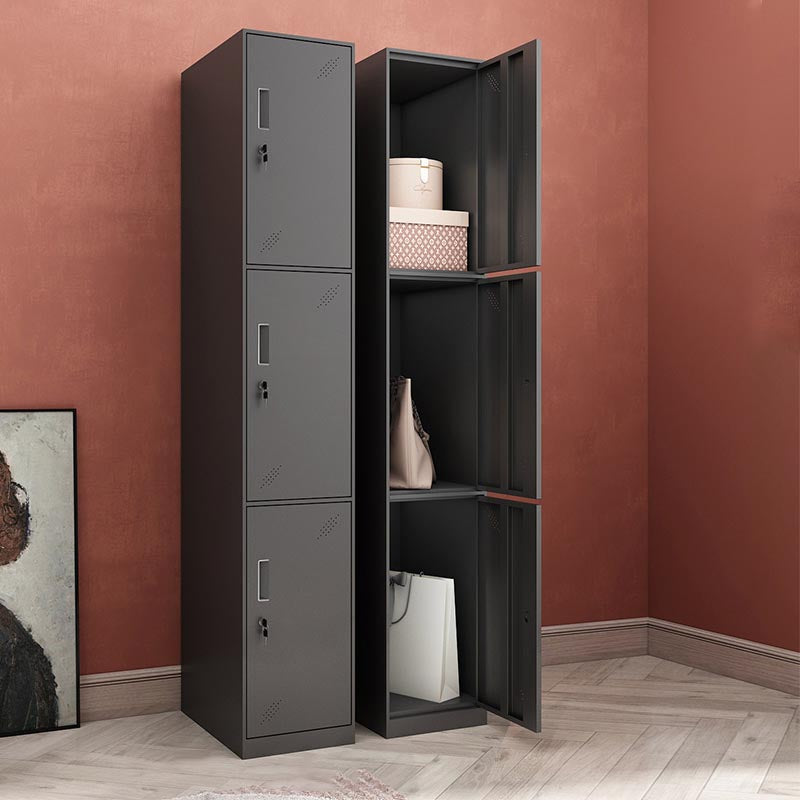 Steel Black Storage Cabinet with Hinged Door Contemporary Indoor Cabinet