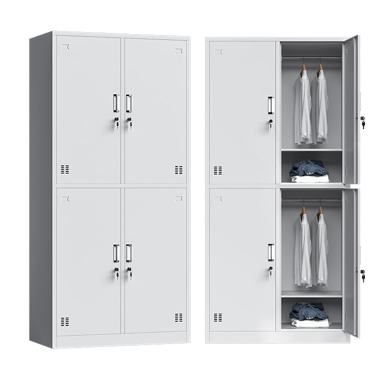 White Steel Wardrobe Cabinet Contemporary Hinged Wardrobe Closet