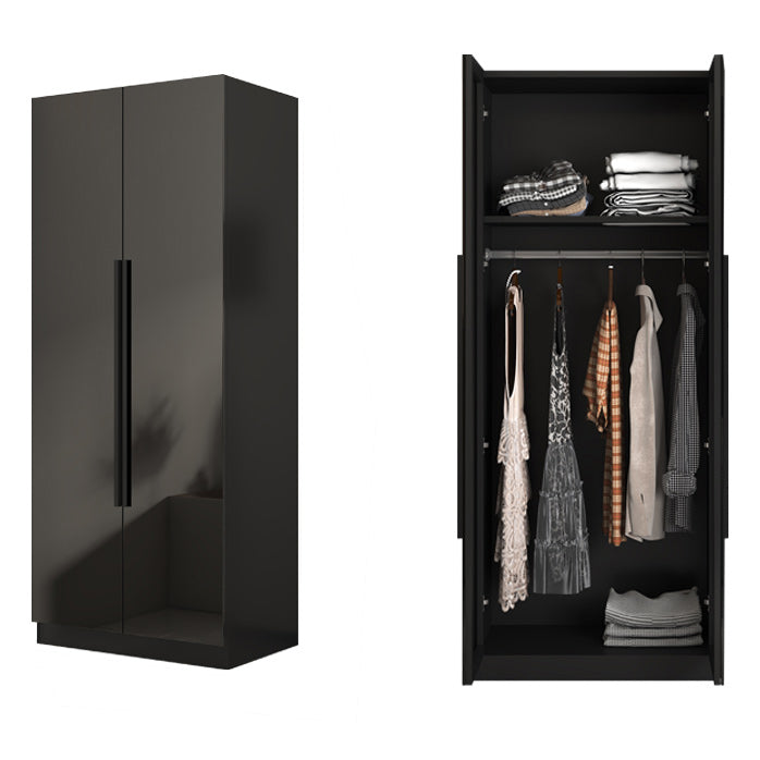 Glass Black Storage Cabinet for Home Contemporary Indoor Cabinet with Hinged Door