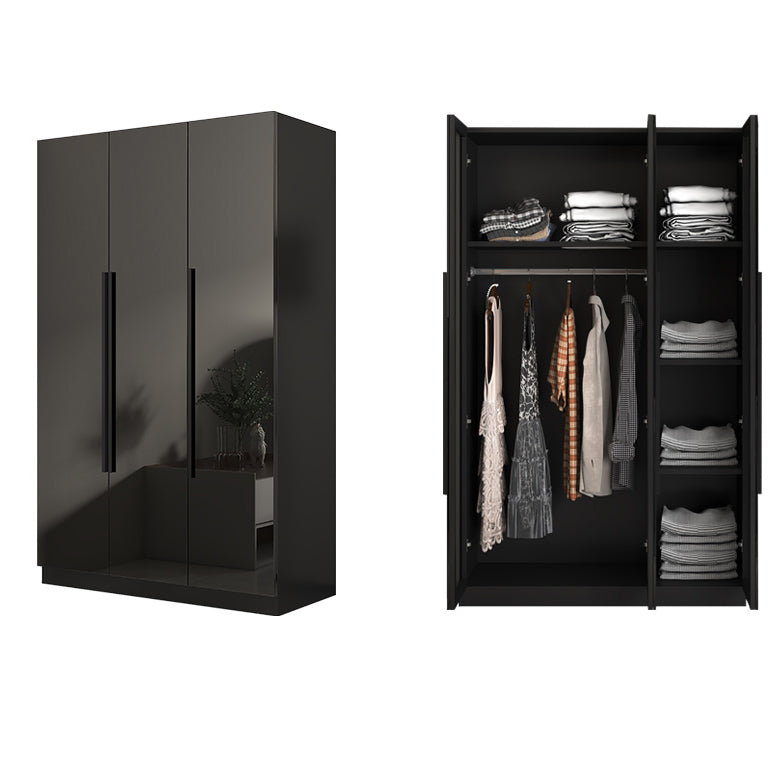 Glass Black Storage Cabinet for Home Contemporary Indoor Cabinet with Hinged Door