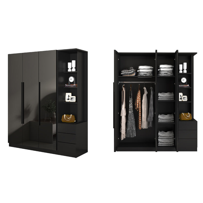 Glass Black Storage Cabinet for Home Contemporary Indoor Cabinet with Hinged Door