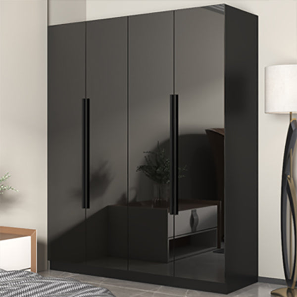 Glass Black Storage Cabinet for Home Contemporary Indoor Cabinet with Hinged Door