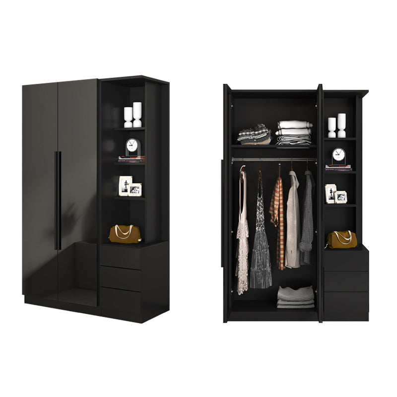 Glass Black Storage Cabinet for Home Contemporary Indoor Cabinet with Hinged Door