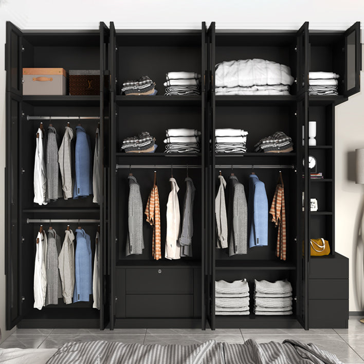 Glass Black Storage Cabinet for Home Contemporary Indoor Cabinet with Hinged Door