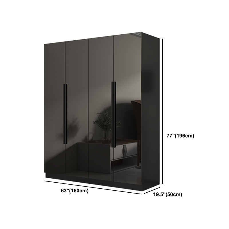 Glass Black Storage Cabinet for Home Contemporary Indoor Cabinet with Hinged Door