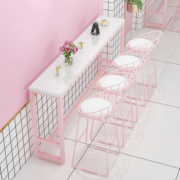 Glam 1/5 Pieces Bar Table Set Rectangle Stone Counter Table with High Stools