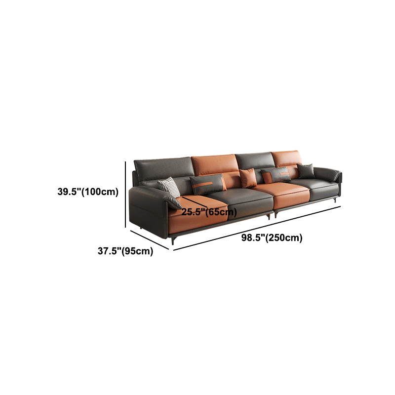 Glam Sewn Pillow Back Pillow Top Arm Living Room Faux Leather Sofa