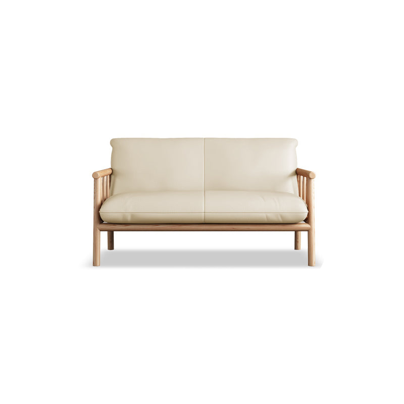 Faux Leather Sofa 28.74" D x 30.31" H Square Arm Sofa for Living Room