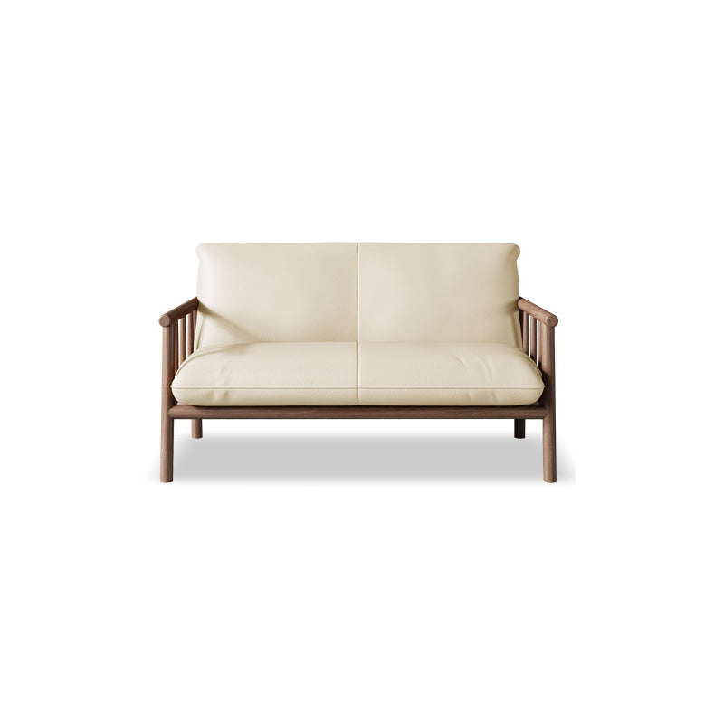 Faux Leather Sofa 28.74" D x 30.31" H Square Arm Sofa for Living Room