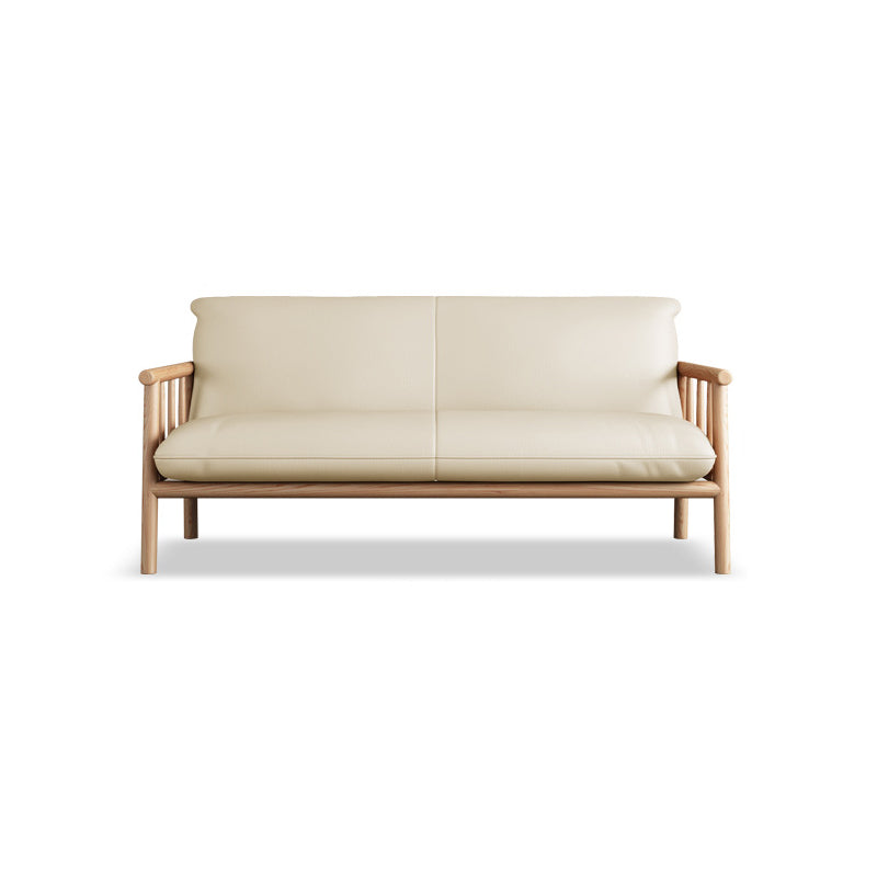 Faux Leather Sofa 28.74" D x 30.31" H Square Arm Sofa for Living Room