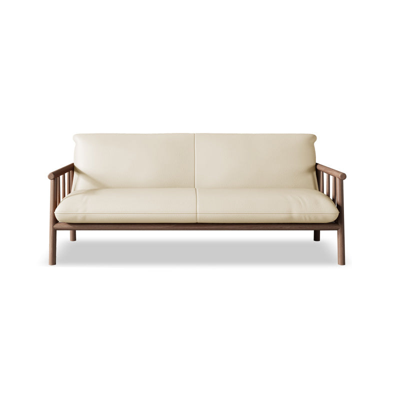 Faux Leather Sofa 28.74" D x 30.31" H Square Arm Sofa for Living Room