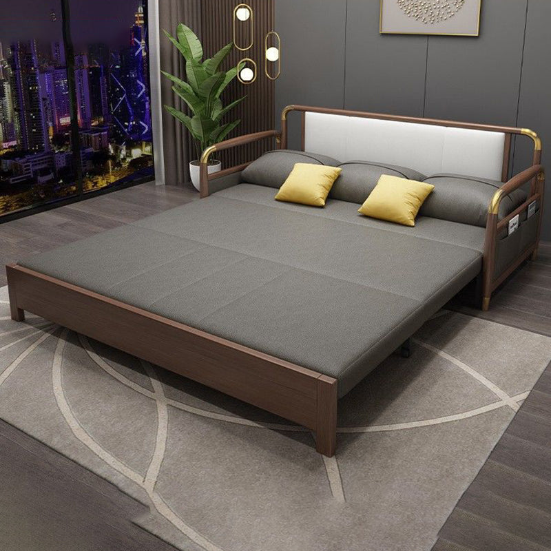 23.6"H Faux Leather Square Arm Convertible Sleeper Sofa for Living Room