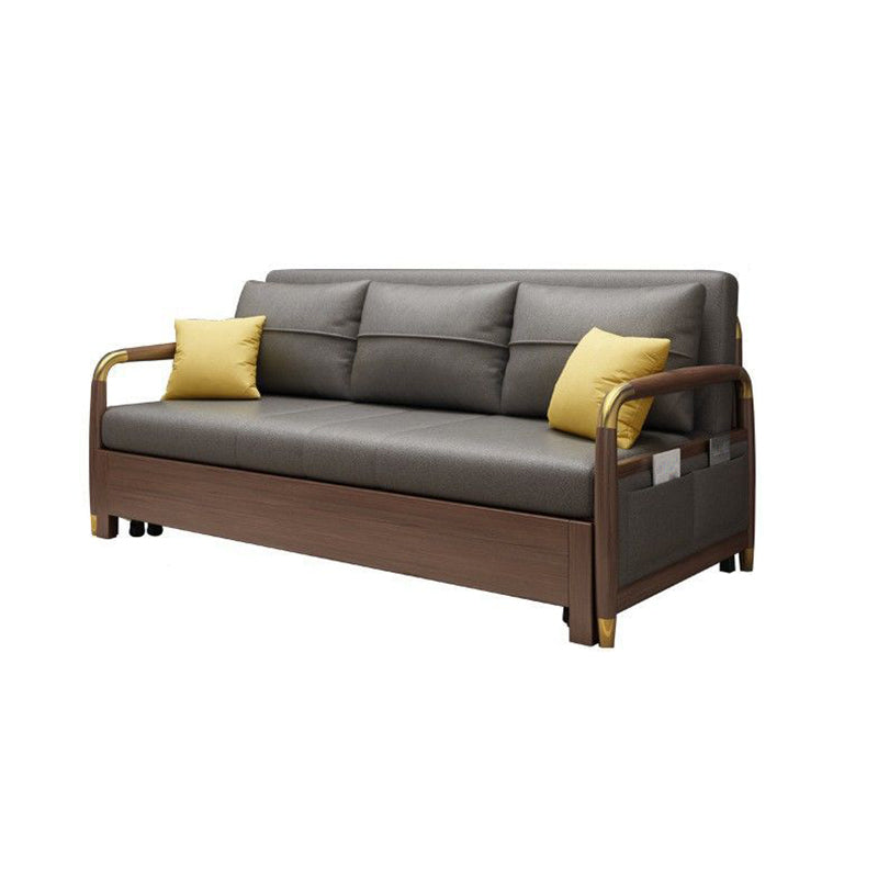 23.6"H Faux Leather Square Arm Convertible Sleeper Sofa for Living Room