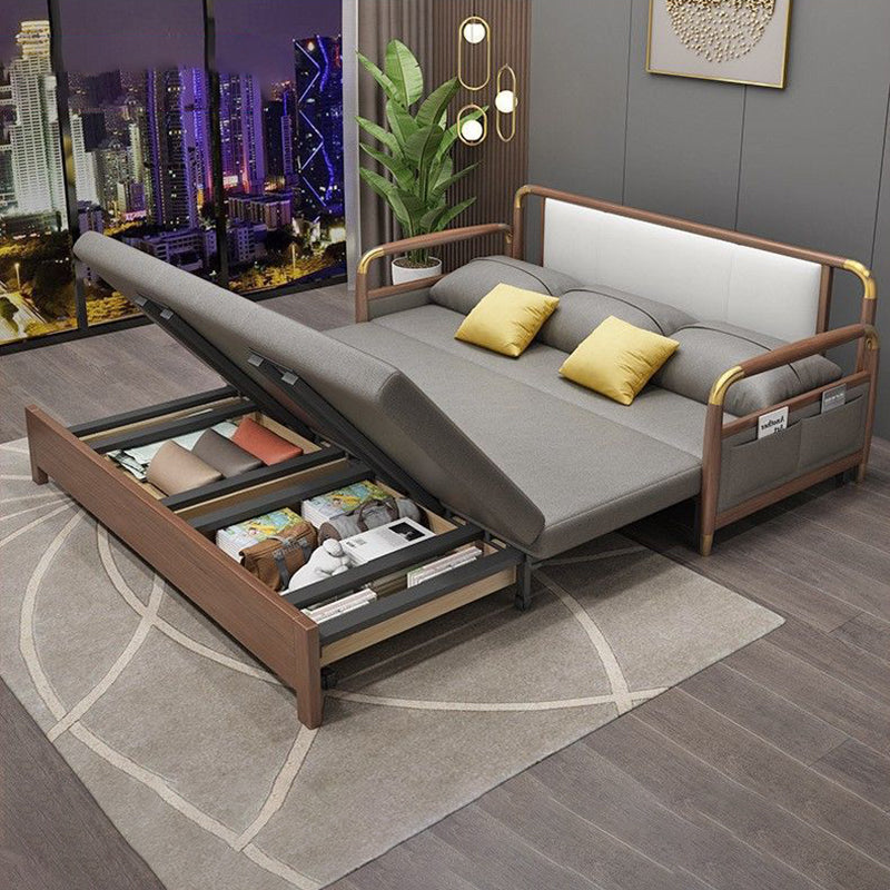 23.6"H Faux Leather Square Arm Convertible Sleeper Sofa for Living Room