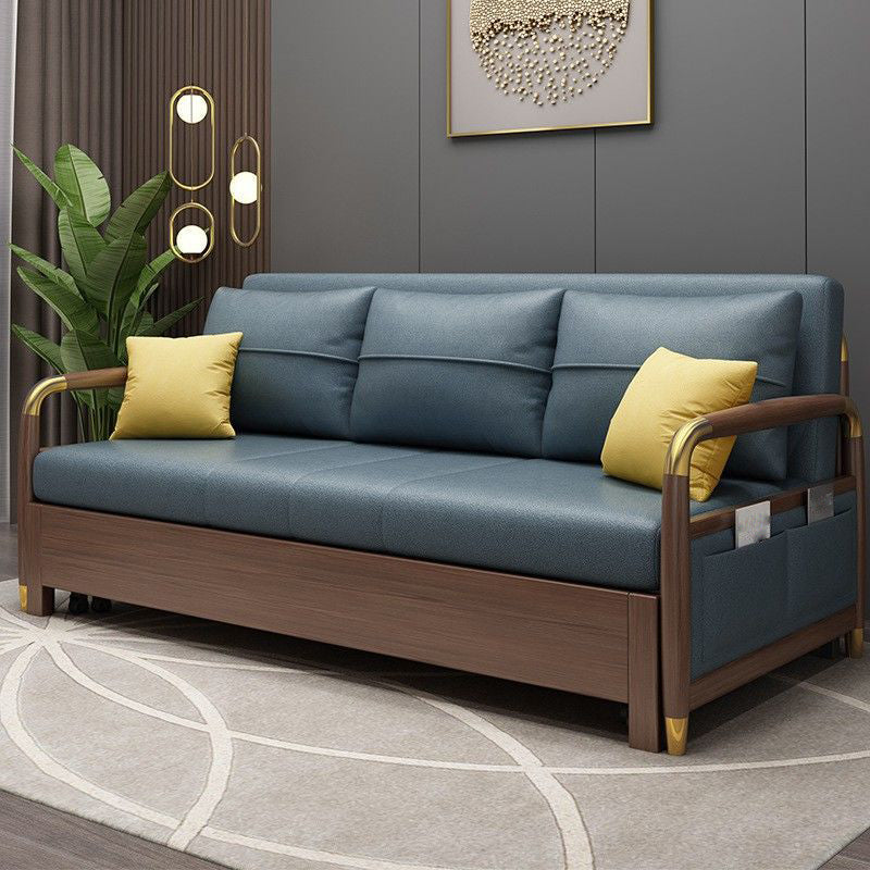 23.6"H Faux Leather Square Arm Convertible Sleeper Sofa for Living Room