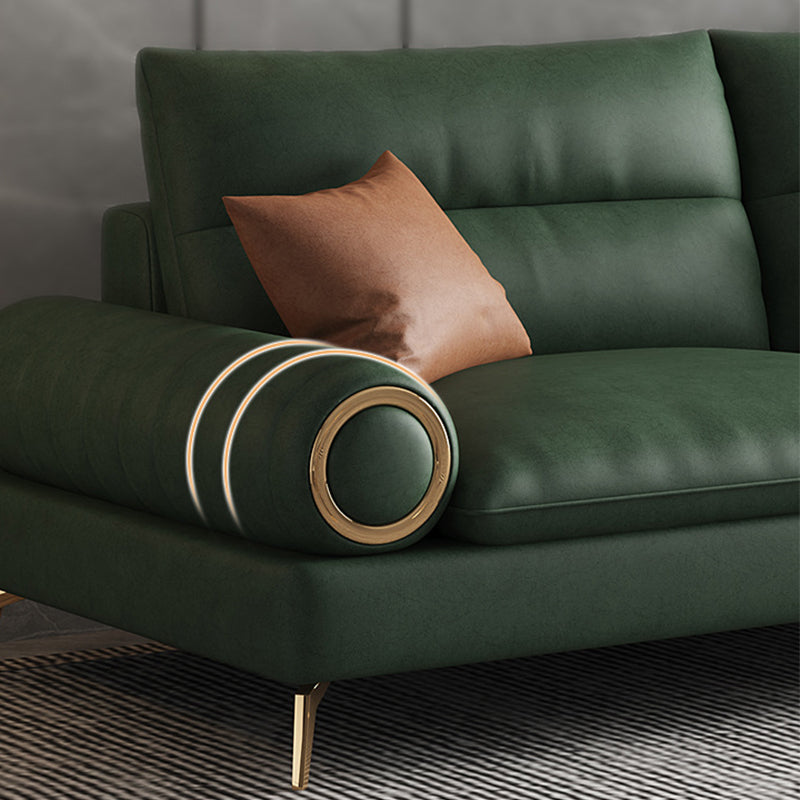 Faux Leather Contemporary Rolled Arm Sofa Standard Sofa with Sewn Pillow Back