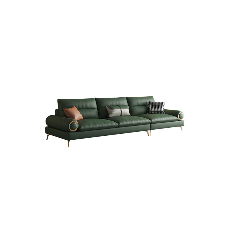 Faux Leather Contemporary Rolled Arm Sofa Standard Sofa with Sewn Pillow Back