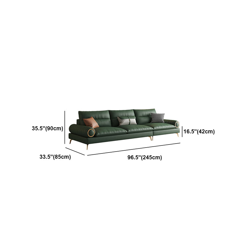 Faux Leather Contemporary Rolled Arm Sofa Standard Sofa with Sewn Pillow Back