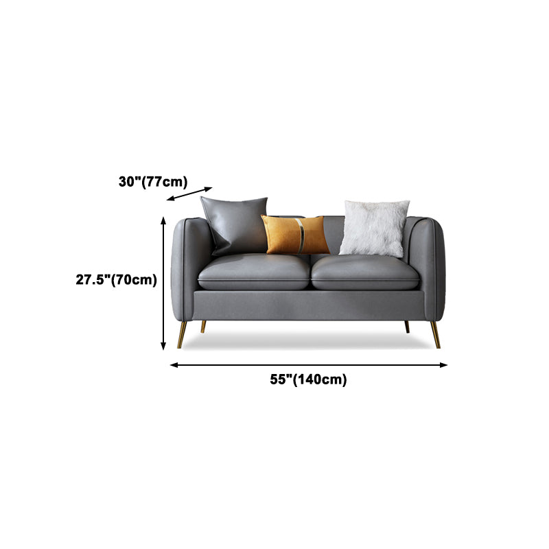 Glam Gray Standard Square Arm Living Room Leather Stain Resistant Sofa