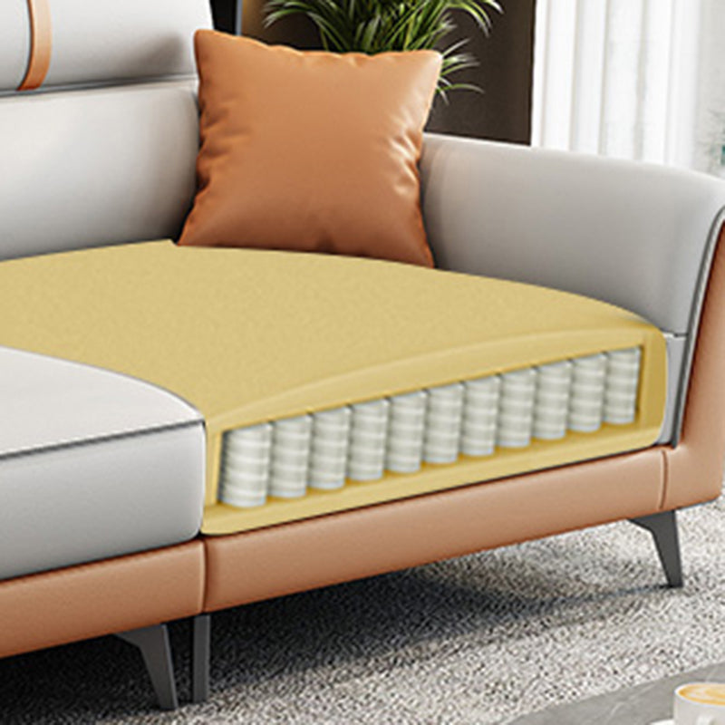 Slipcovered Stationary Stain Resistant Faux Leather Square Arm Sofa