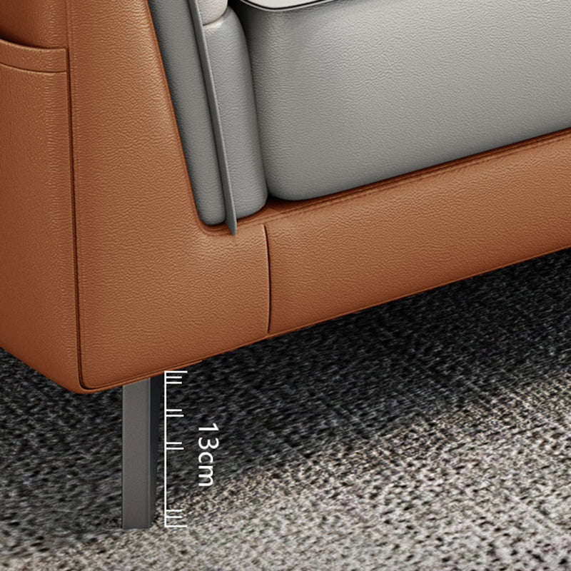 Slipcovered Stationary Stain Resistant Faux Leather Square Arm Sofa