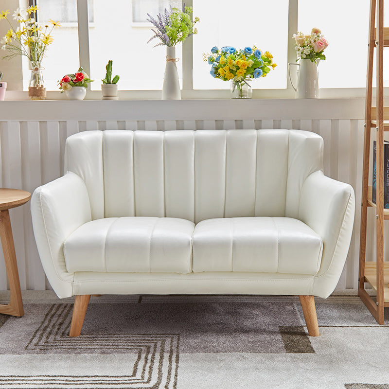 Faux Leather Stain Resistant Sewn Pillow Back Standard Sofa Couch