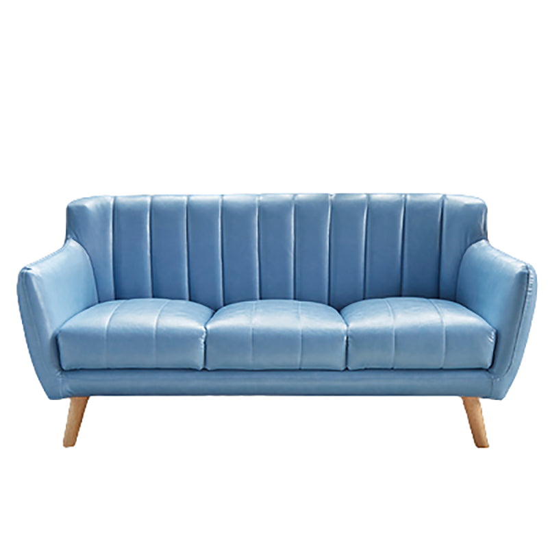 Faux Leather Stain Resistant Sewn Pillow Back Standard Sofa Couch