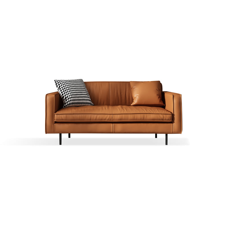 Living Room Standard Stationary Cushions Faux Leather Square Arm Sofa