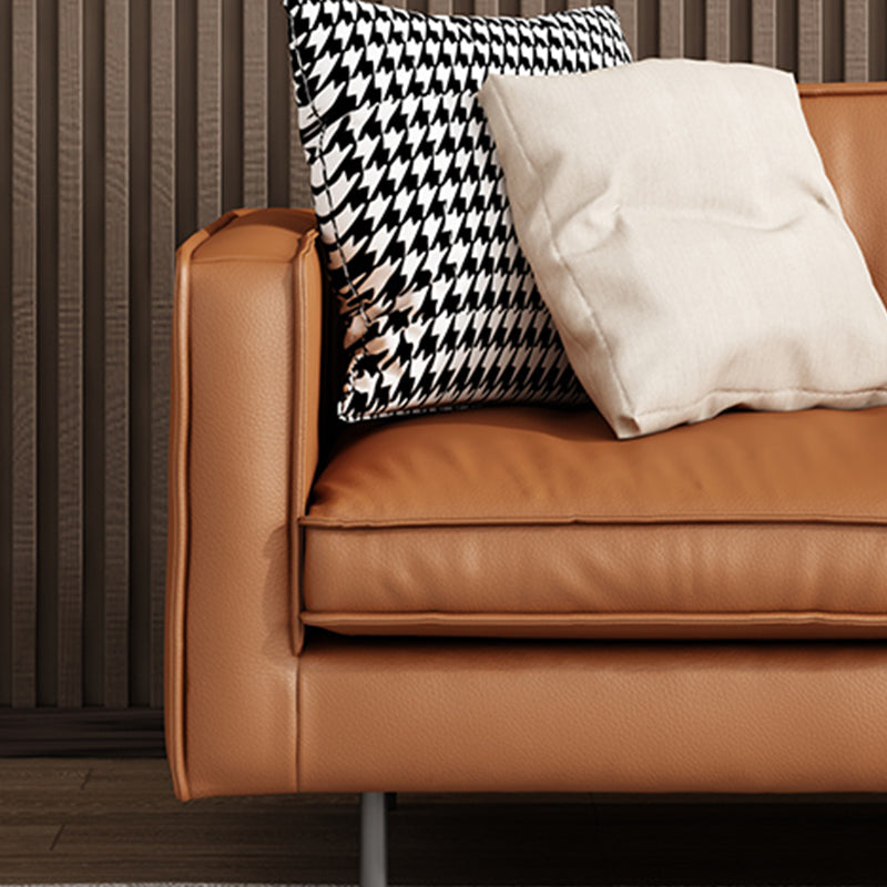 Living Room Standard Stationary Cushions Faux Leather Square Arm Sofa