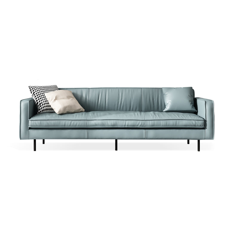 Living Room Standard Stationary Cushions Faux Leather Square Arm Sofa