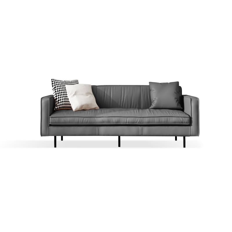 Living Room Standard Stationary Cushions Faux Leather Square Arm Sofa