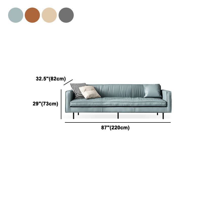 Living Room Standard Stationary Cushions Faux Leather Square Arm Sofa