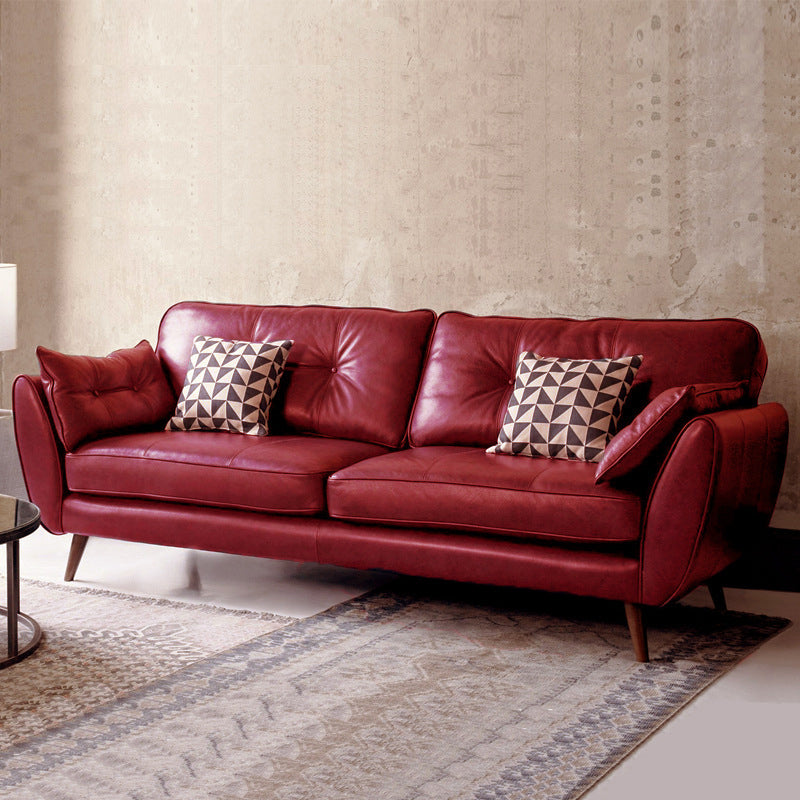 33.4" H 3-4 Seater Faux Leather Flared Arm Sofa for Living Room